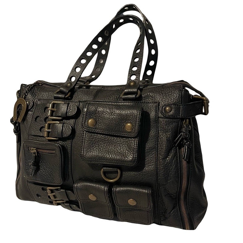 Betsey Johnson Good Girl vintage Y2K RARE leather black steampunk handbag purse